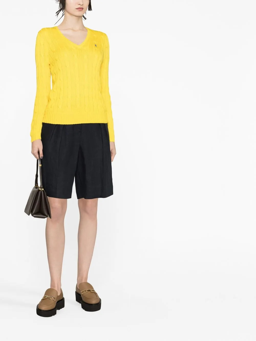 Kimberly Cable Knit V-Neck Jumper