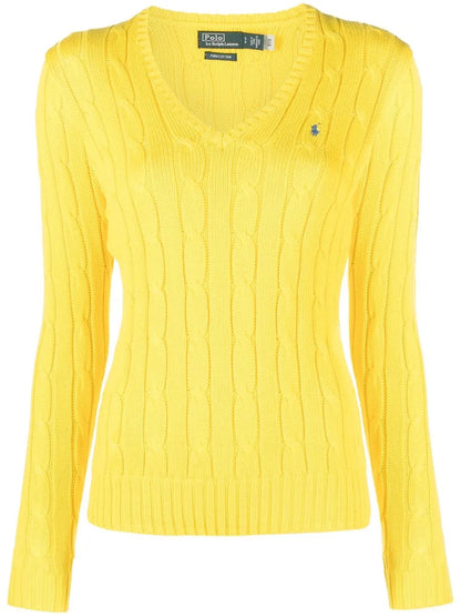 Kimberly Cable Knit V-Neck Jumper
