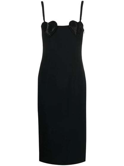 Heart-Appliqué Pencil Midi Dress