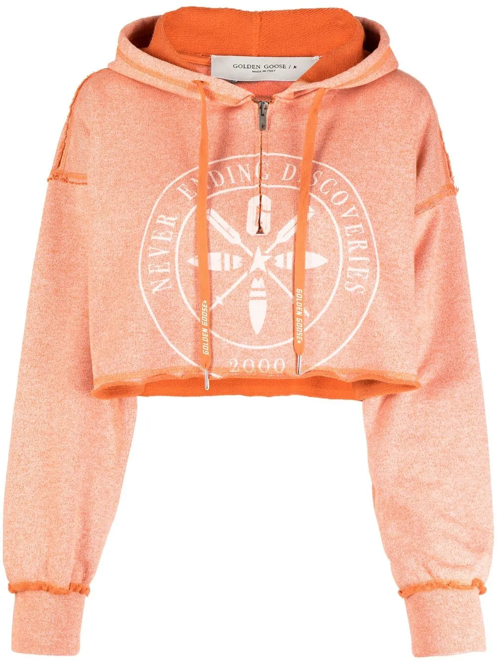 Cropped Graphic-Print Hoodie