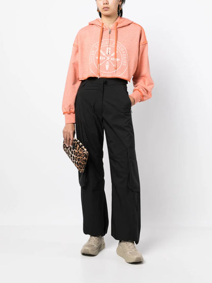 Cropped Graphic-Print Hoodie