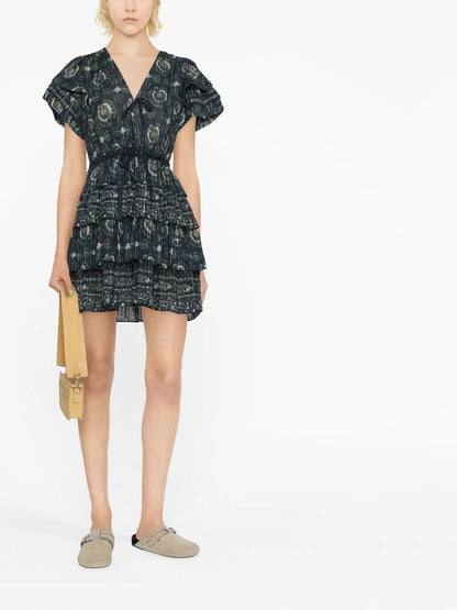 Graphic-Print Short-Sleeve Mini Dress