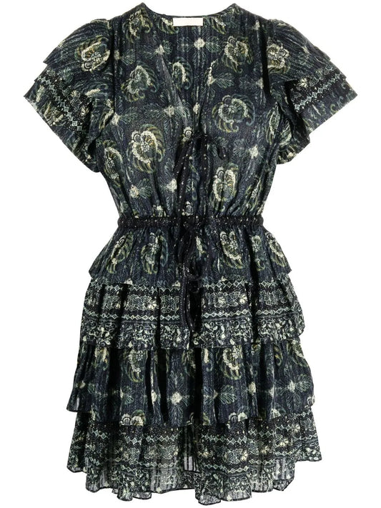 Graphic-Print Short-Sleeve Mini Dress