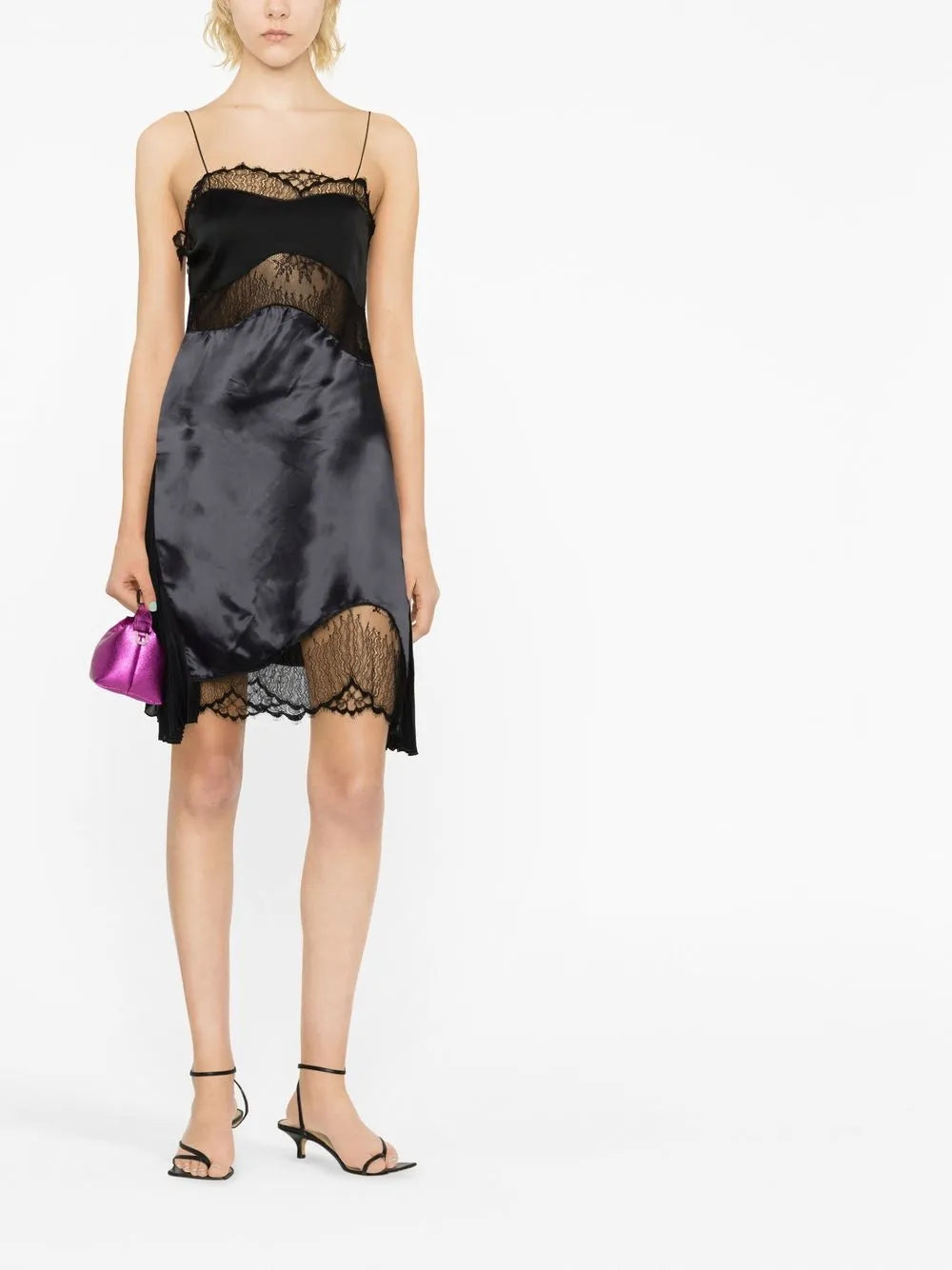 Lace-Detail Satin Slip Dress