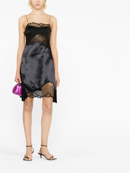 Lace-Detail Satin Slip Dress