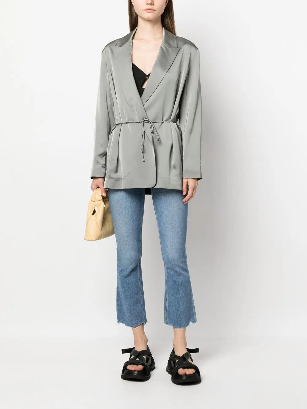 V-Neck Double-Breasted Blazer