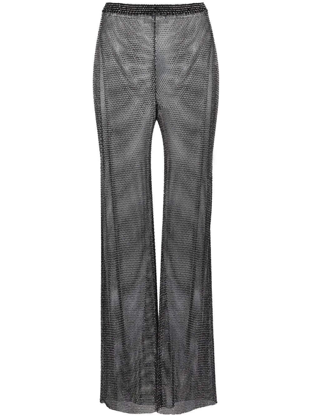 Rhinestone-Embellished Straight Trousers