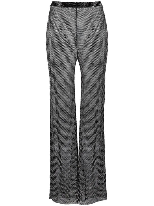 Rhinestone-Embellished Straight Trousers