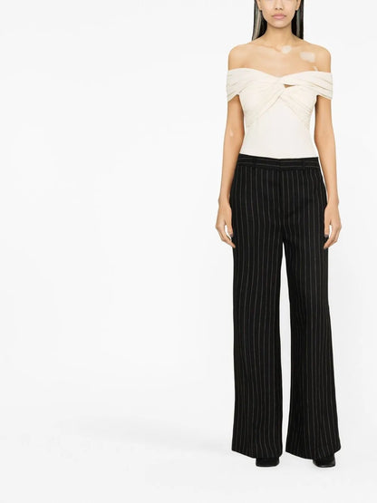 Kaitlen Pinstriped Wide-Leg Trousers
