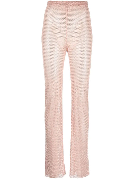 Rhinestone-Embellished Straight Trousers