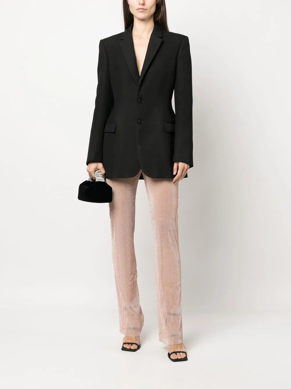 Rhinestone-Embellished Straight Trousers