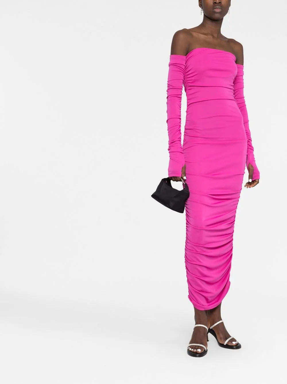 Off-Shoulder Ruched Maxi Dress