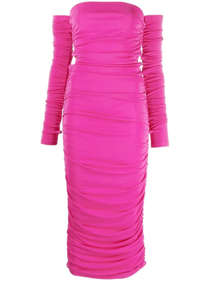 Off-Shoulder Ruched Maxi Dress