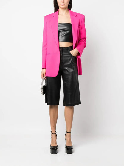 Crop Faux-Leather Bandeau Top