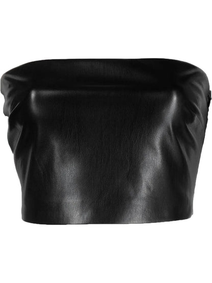 Crop Faux-Leather Bandeau Top