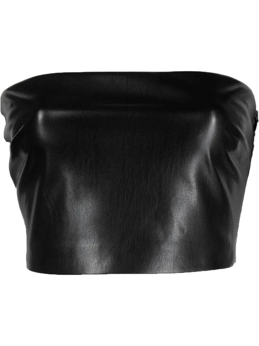 Crop Faux-Leather Bandeau Top
