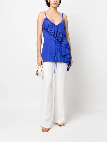 Ruffled-Detail Sleeveless Blouse