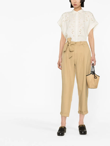 Alyndra Belted-Waist Cropped Trousers