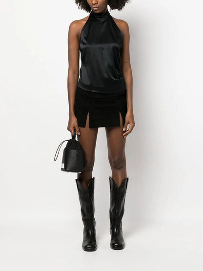Stretch-Silk Halterneck Top