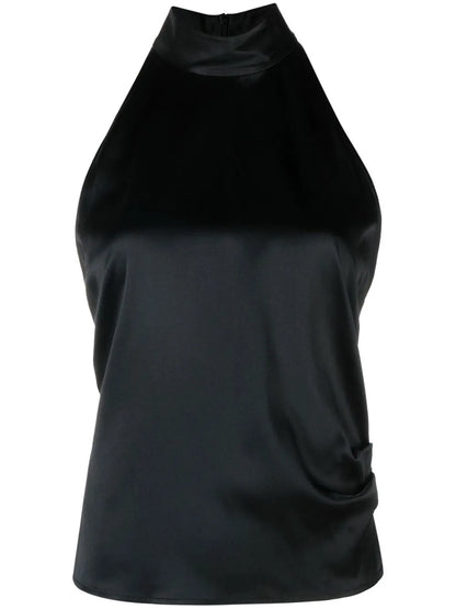 Stretch-Silk Halterneck Top