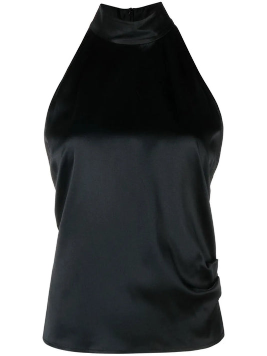 Stretch-Silk Halterneck Top