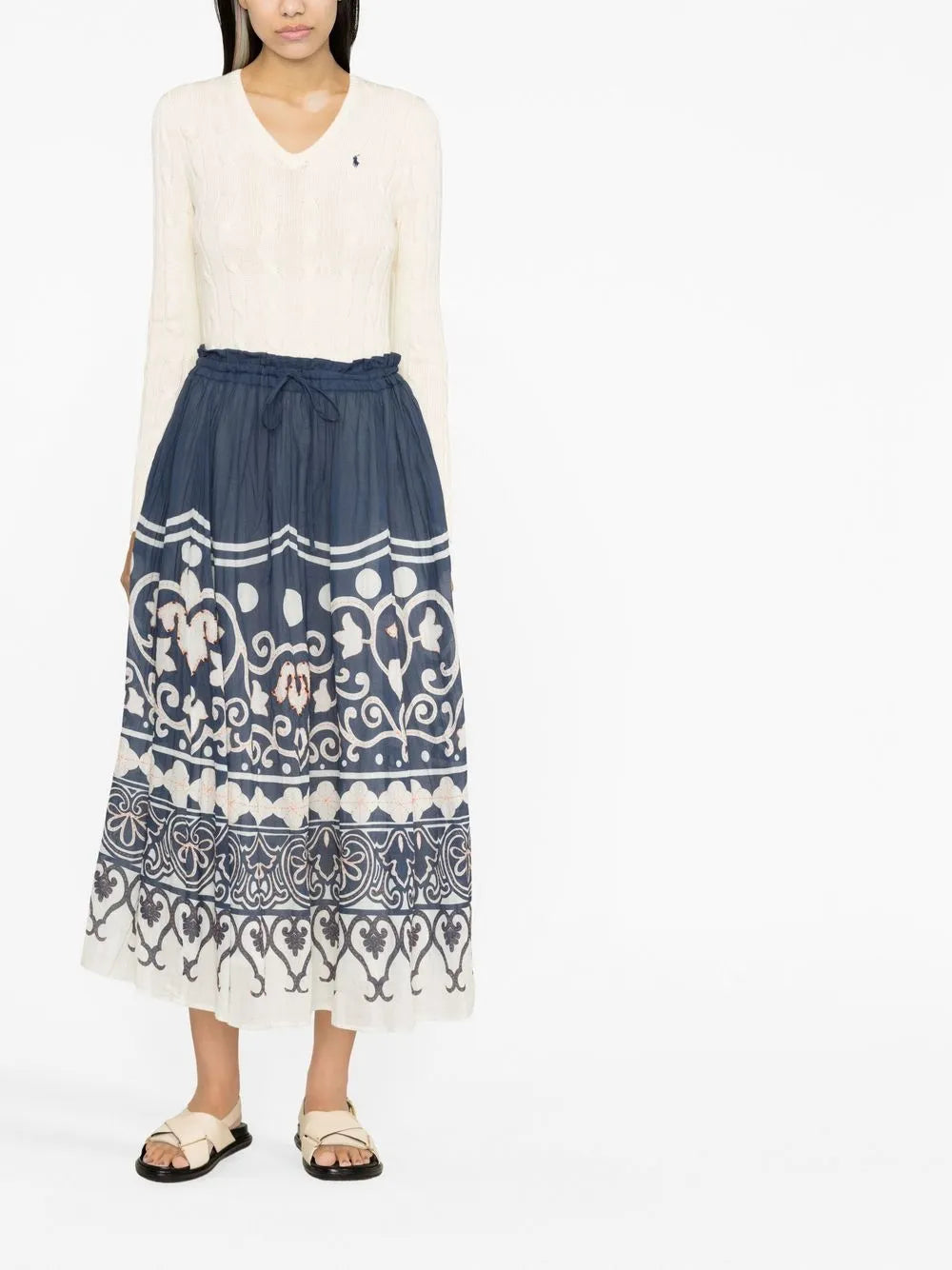 Embroidered-Logo Cable-Knit Jumper