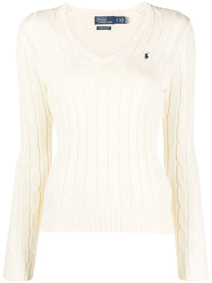 Embroidered-Logo Cable-Knit Jumper