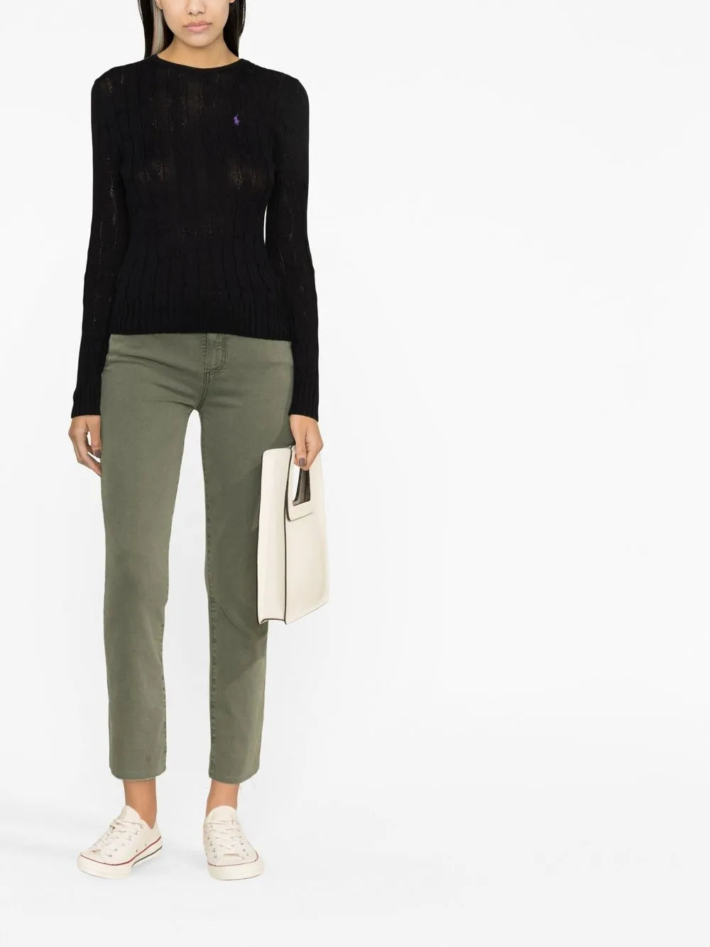 Logo-Embroidered Cable-Knit Sweater