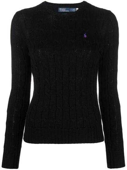 Logo-Embroidered Cable-Knit Sweater