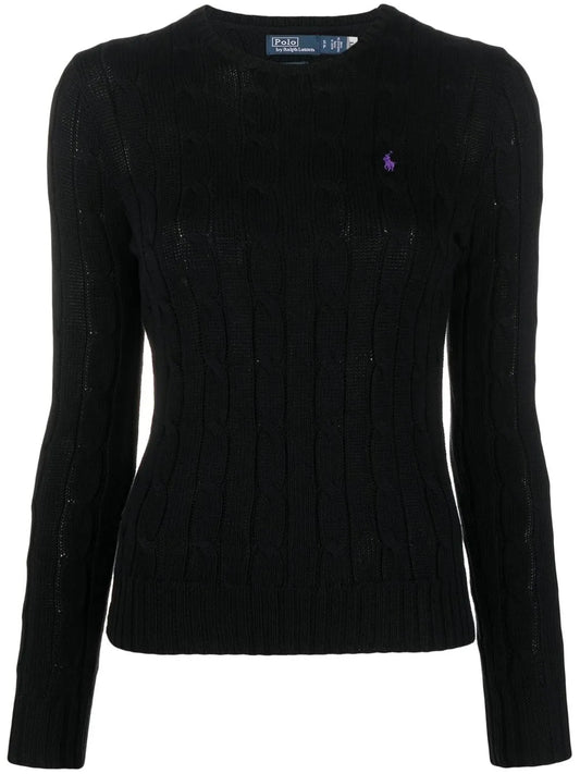 Logo-Embroidered Cable-Knit Sweater