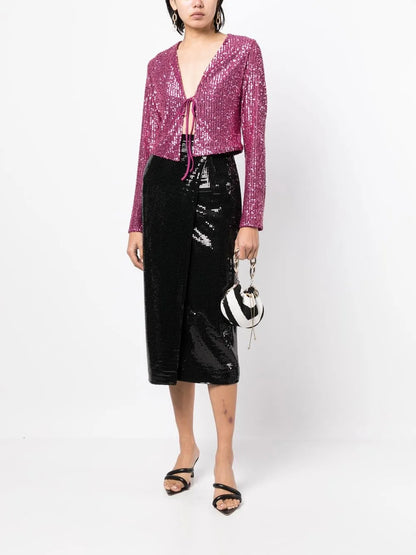 Ruddy Solid Sequin-Embellished Blouse