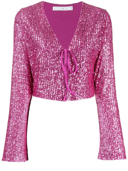 Ruddy Solid Sequin-Embellished Blouse