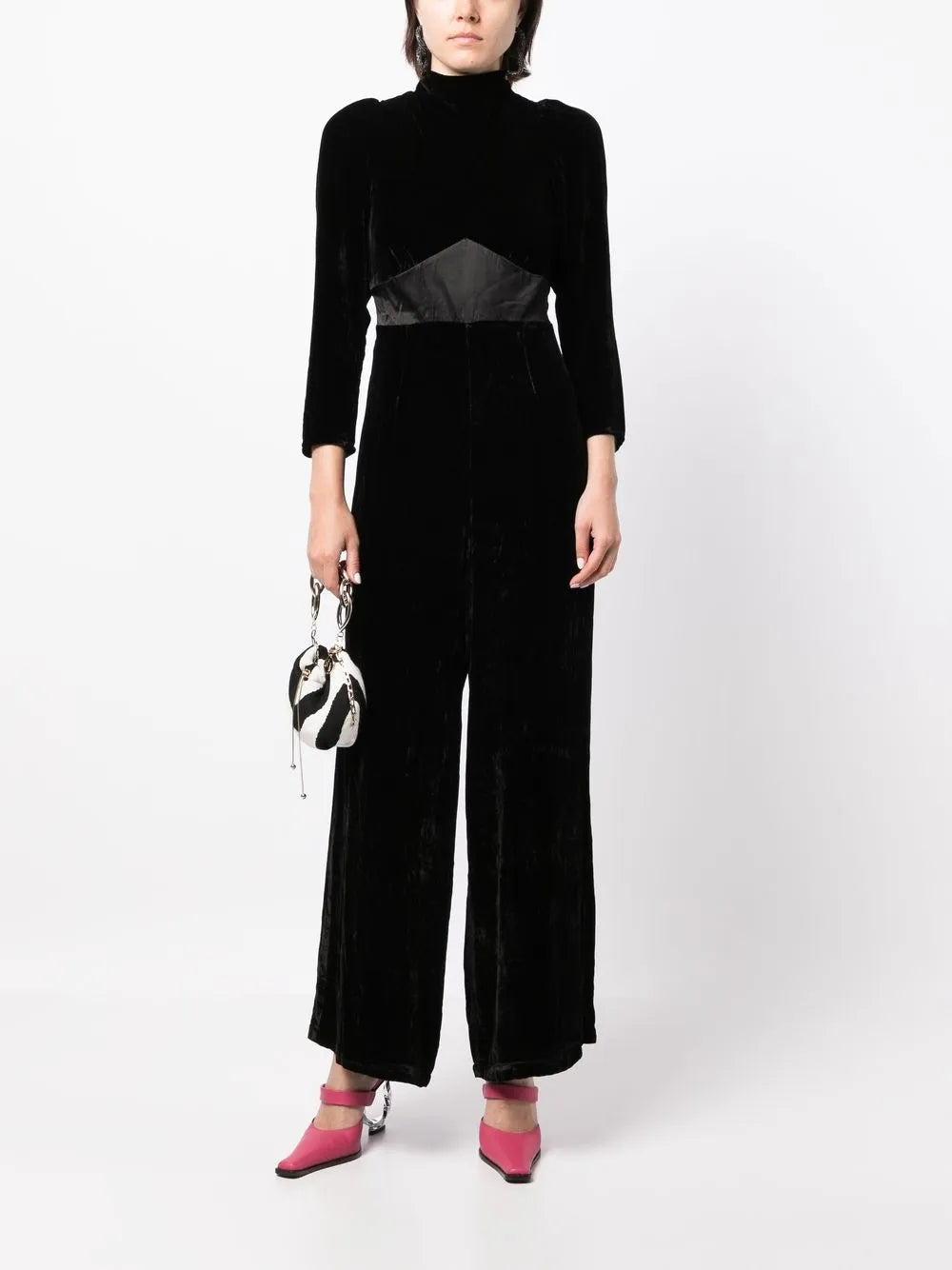 Velvet Long-Sleeve Jumpsuit