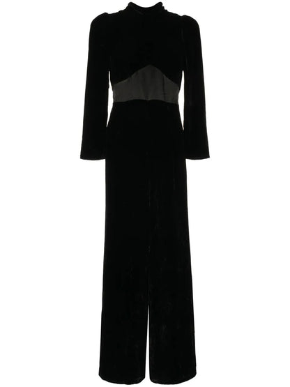 Velvet Long-Sleeve Jumpsuit