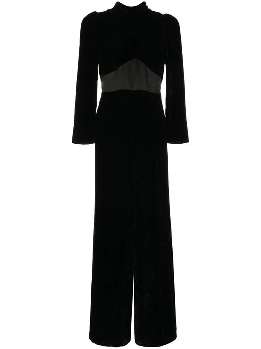 Velvet Long-Sleeve Jumpsuit