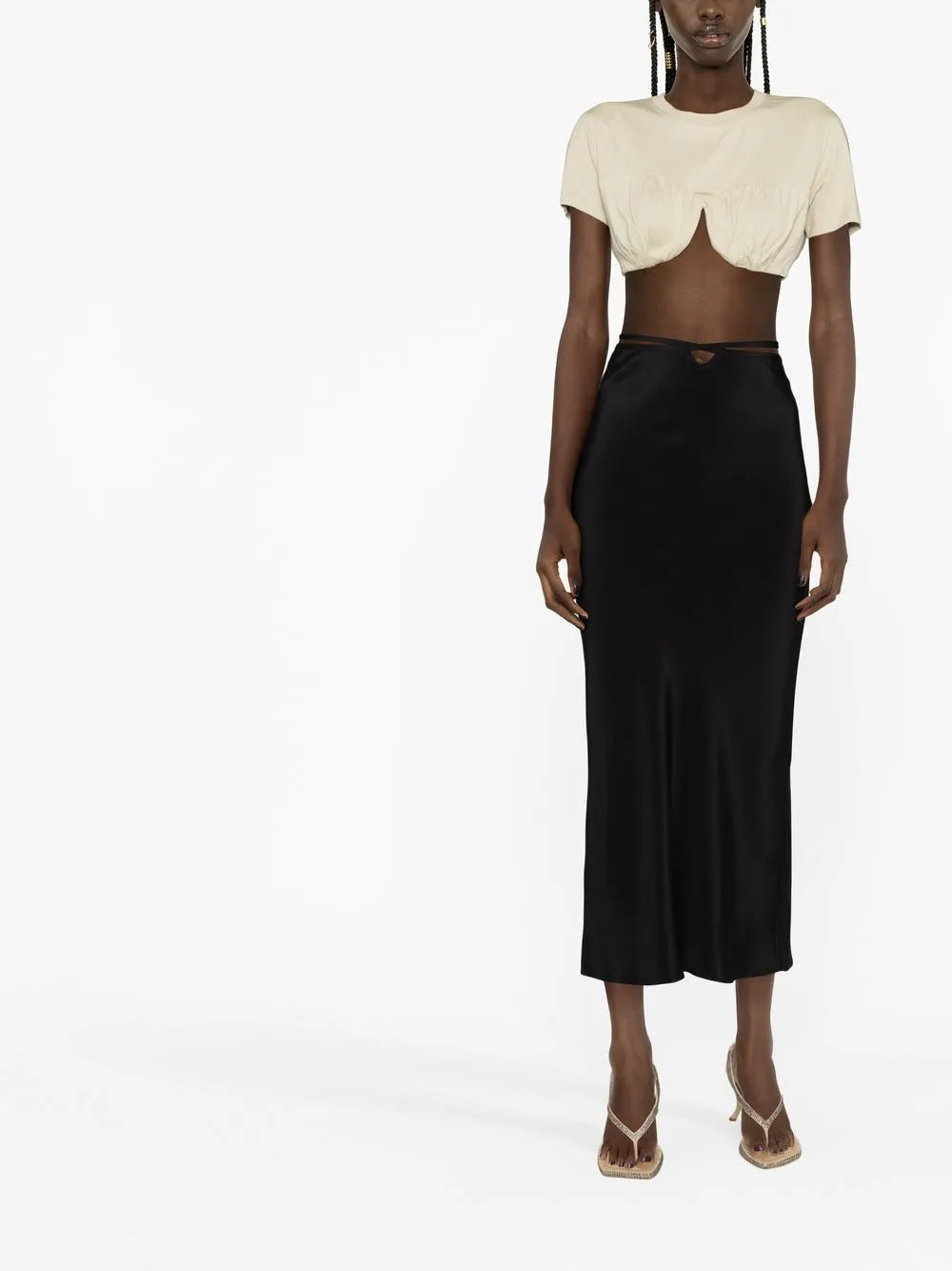 Loophole Cut-Out Midi Skirt
