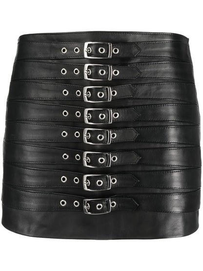 Multiple Belts Mini Skirt