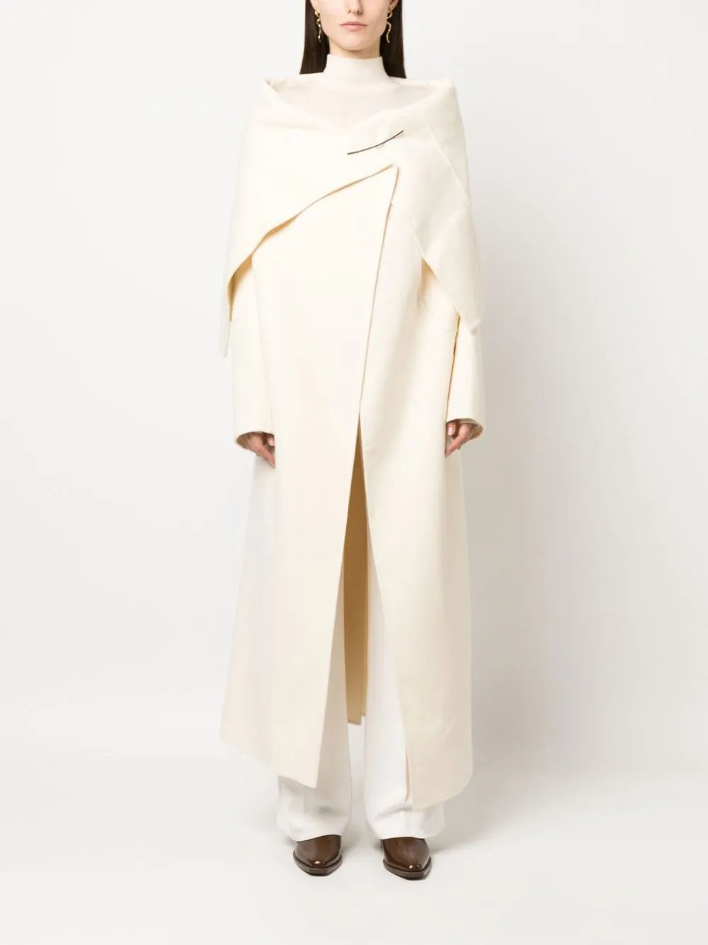 Cashmere Drape-Detail Coat
