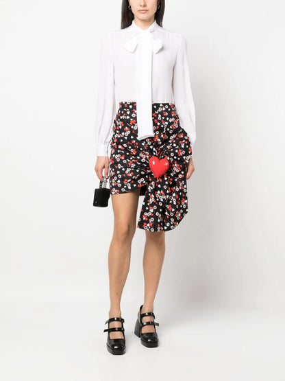 Pussy-Bow Collar Silk Blouse
