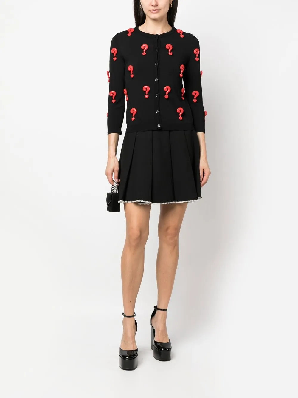 Red Question Marks Elastic Cardigan