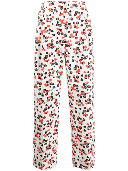 Floral-Print High-Waist Trousers