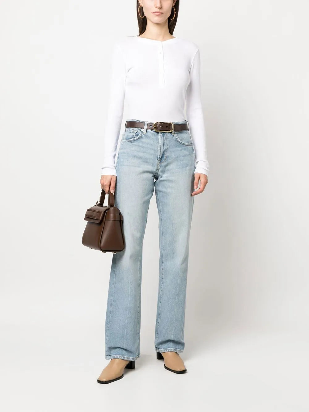 Button-Front Long-Sleeved T-Shirt