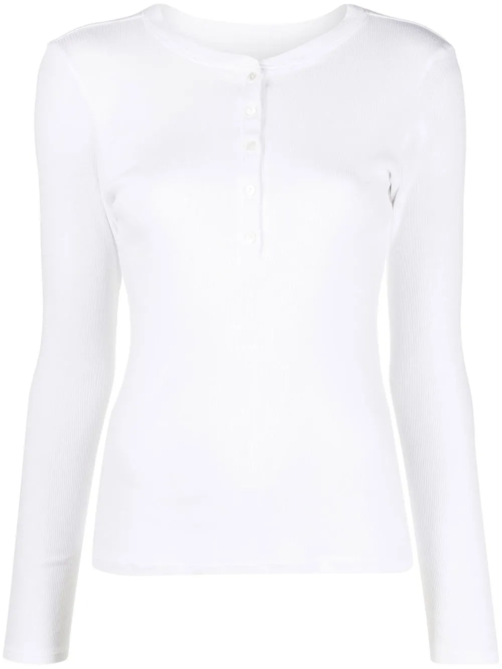 Button-Front Long-Sleeved T-Shirt