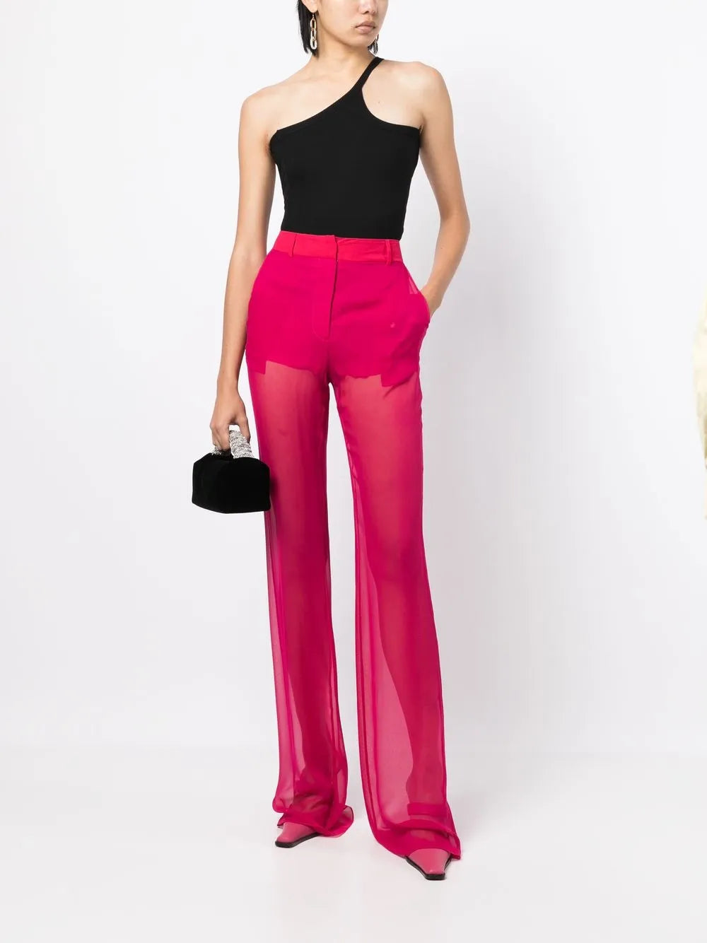 Silk-Georgette Flared Trousers