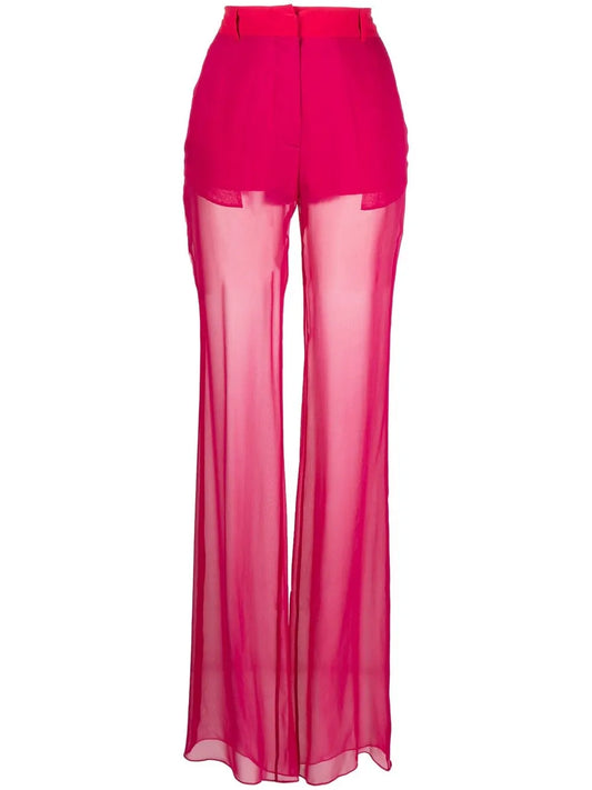 Silk-Georgette Flared Trousers