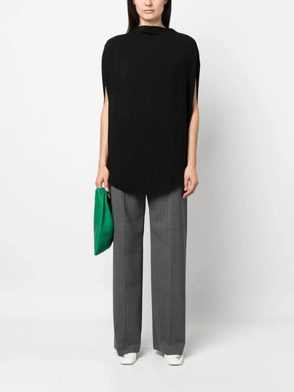 Mock-Neck Sleeveless Blouse