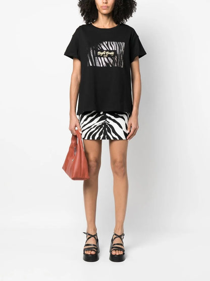 Rhinestone-Embellished Logo-Print T-Shirt