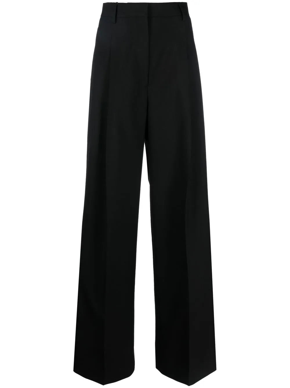 Pleated Wide-Leg Wool Trousers