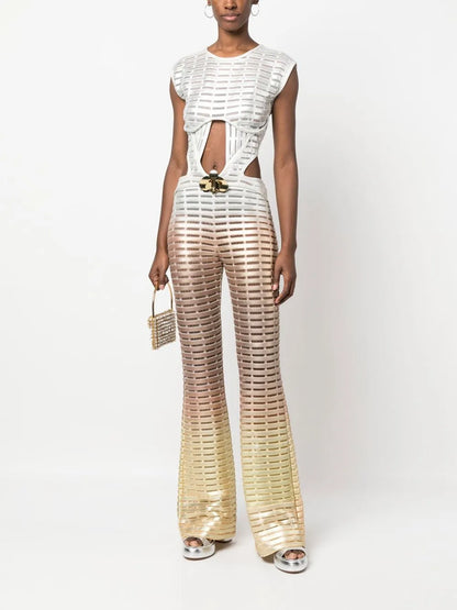 Ombré Laminated-Print Jumpsuit