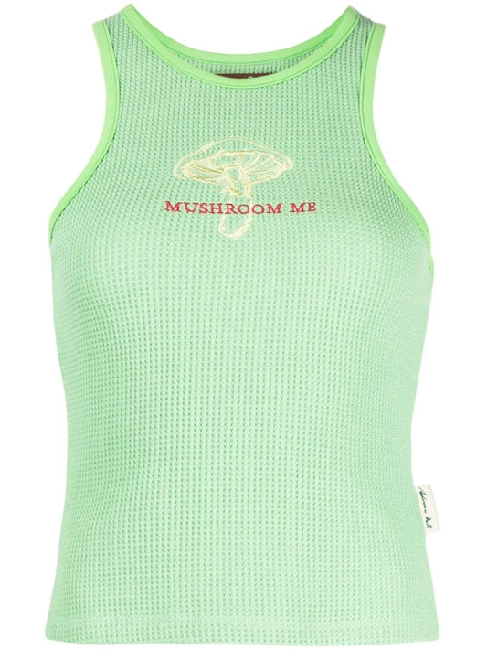 Embroidered-Motif Tank Top
